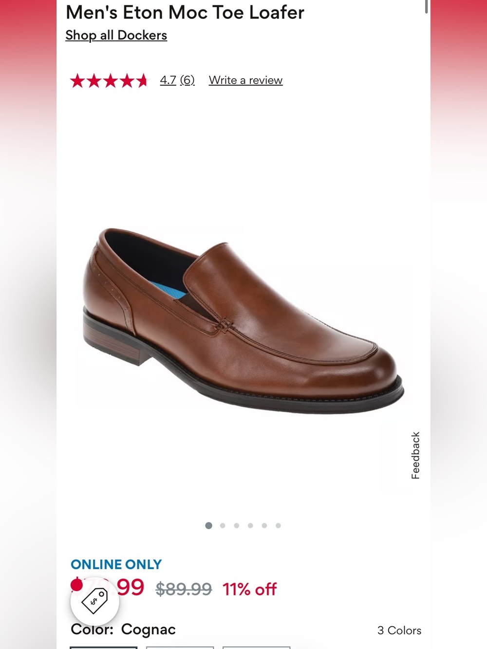 Dockers Men’s Chestnut Brown Leather Slip-On Loafer